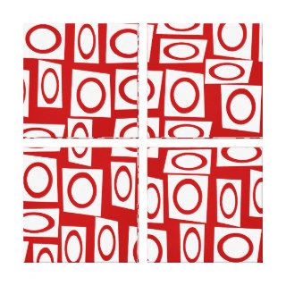 Crazy Red White Fun Circle Square Geometric Design Gallery Wrap Canvas