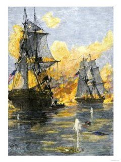 U.S. Fleet of Oliver H. Perry during His Naval Victory over the British on Lake Erie in 1813 Giclee Print Art (9 x 12 in)  