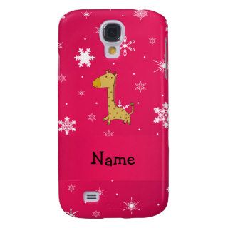 Personalized name giraffe pink snowflakes samsung galaxy s4 case