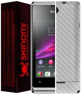 Skinomi TechSkin   Sony Xperia E Screen Protector + Carbon Fiber Silver Full Body Skin Protector / Front & Back Premium HD Clear Film / Ultra High Definition Invisible and Anti Bubble Crystal Shield with Free Lifetime Replacement Warranty   Retail Pac