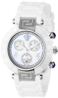Versace Women's 92CCS1D497 S001 Reve Ceramic Bezel Chronograph White Rubber Watch Watches