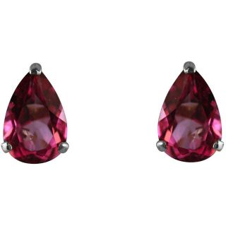 10k White Gold Pear cut Pure Pink Topaz Stud Earrings Gemstone Earrings