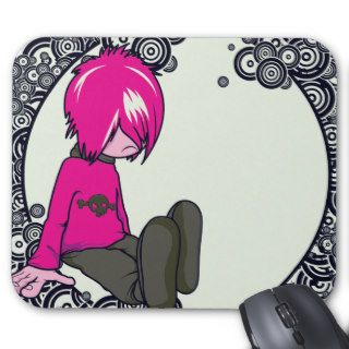 sad emo kid vector illustration mouse pads