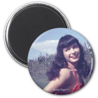 Bettie Page Vintage Pinup Smiling with Hands Tied Refrigerator Magnets