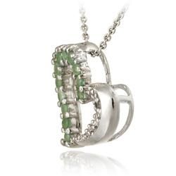 Glitzy Rocks Sterling Silver Emerald and Diamond Accent Heart Necklace Glitzy Rocks Gemstone Necklaces