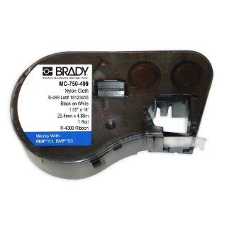 Brady MC 750 499 Nylon Cloth B 499 Black on White Label Maker Cartridge, 16' Width x 3/4" Height, For BMP51/BMP53 Printers