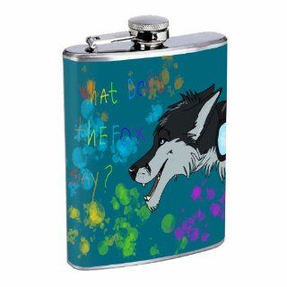 Flask 8oz Stainless Steel What does the Fox Say Design 008  Other Products  