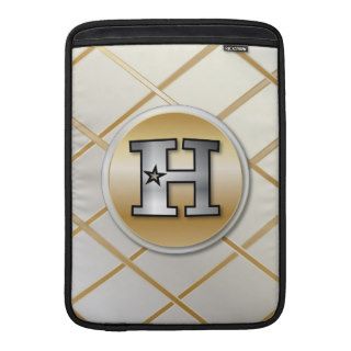 Monogrammed gold and silver effect letter H v3 MacBook Sleeves