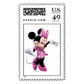 Minnie Mouse pink polka dot dress waving dancing Postage Stamps