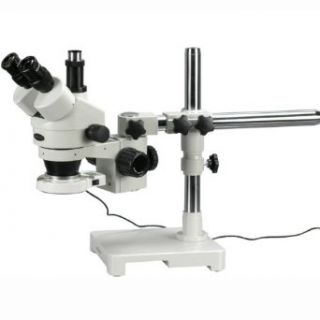 AmScope SM 3TYY 54S 180X Zoom 54 LED Light Trinocular Boom Stand Microscope