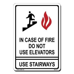 Lynch Sign 7 in. x 10 in. Red and Black on White Plastic In Case of Fire Do Not Use Elevator Sign FES  43
