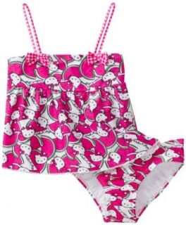 Hello Kitty Girls 2 6X Little Girls Halter Tankini Set, Pink, 4 Fashion Tankini Swimsuits Clothing