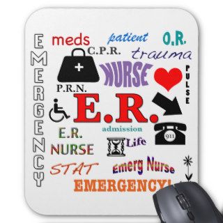 E.R. Nurse Colorful Word Cloud Mousepads