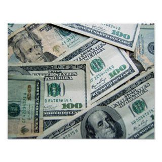 Cash Money US Dollar Bills Piled Up Print