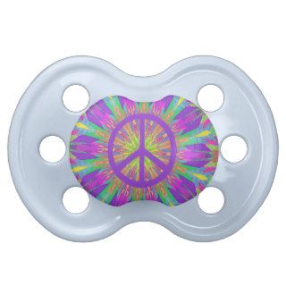 Purple Peace Symbol Tie Dye Pattern Pacifier