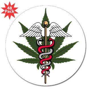 3" Lapel Sticker (48 Pack) Medical Marijuana Symbol 