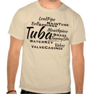 Tuba Word Cloud Black Text T Shirts