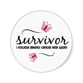 Breast cancer survivor round stickers