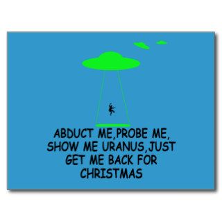 Funny alien abduction post card