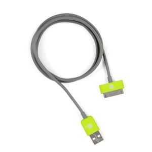 CE TECH 3 ft. Rubberized USB to 30 Pin Charging Cable Gray/Green HD0100 GG