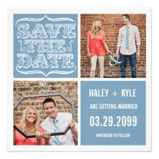 Modern Light Blue Save the Date Square Photo Cards