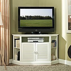 52 in. White Wood Corner TV Stand Entertainment Centers