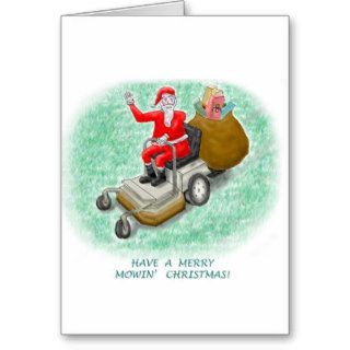 "Mowing Santa" Poster Greeting Card