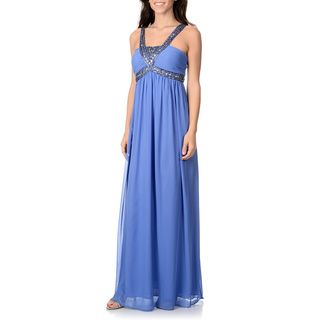 Decode 1.8 Women's Periwinkle Beaded Empire Waist Gown Decode 1.8 Prom Dresses