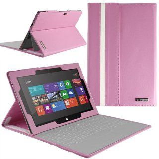 Evecase UltraPortable Keyboard Portfolio Stand Leather Case Cover for Microsoft Surface RT   Pink Computers & Accessories