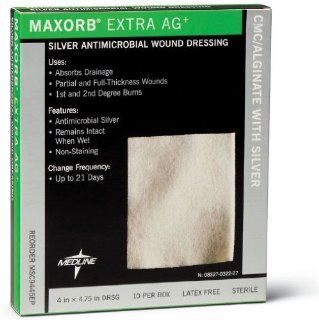 Maxorb Extra Ag Silver Alginate Dressing 4" x 4.75" Box of 10 #MSC9445 Health & Personal Care