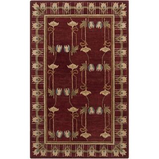 Hand tufted Burgundy Floral Coleman New Zealand Wool Rug 7x9   10x14 Rugs