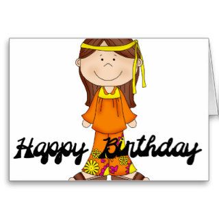 Happy Birthday Hippie Girl 1 Greeting Card