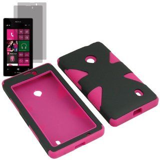 BW Dynamic Protector Hard Shield Snap On Case for T Mobile, AT&T, MetroPCS Nokia Lumia 521 520 x2 Fitted Screen Protector  Magenta Pink Cell Phones & Accessories