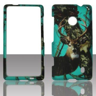 Blue Camo Buck Deer 2D Rubberized Design for Nokia Lumia 521 Cell Phone Snap On Hard Protective Case Cover Skin Faceplates Protector Cell Phones & Accessories