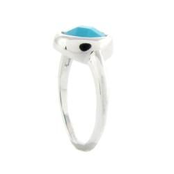 Dolce Giavonna Sterling Silver Synthetic Turquoise Round Ring Dolce Giavonna Gemstone Rings