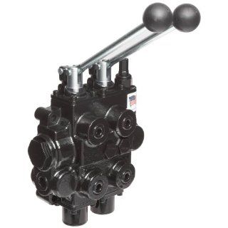 Prince RD522EEAA5A4B1 Directional Control Valve, Monoblock, Cast Iron, 2 Spool, 4 Ways, 3 Positions, Open Center, Motor Spool, Spring Center, Lever Handle, 3000 psi, 25 gpm, In/Out 3/4" NPT Female, Work 1/2" NPT Female Hydraulic Directional Con
