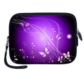Meffort Inc 7 inch Tablet Carrying Case Sleeve Bag w Removable Handle for Apple iPad Mini / Samsung GALAXY / Kindle Fire and similar 6" 7" 8" Tablet eBook   Purple Swirl Butterfly Design Computers & Accessories