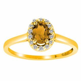 Diva Diamonds S1147CY6 14K Yellow Gold Oval Citrine and Round Diamond Ring, .75 cttw, F G, VS   Size 6 Diva Diamonds 