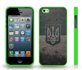 Ukraine Flag Vintage Grunge Look Design Snap on Cover Hard Carrying Case for iPhone 5/5S (Neon Green) Cell Phones & Accessories