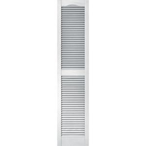 Builders Edge 15 in. x 67 in. Louvered Shutters Pair in #001 White 010140067001