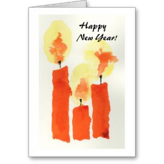 3 Candles.  Happy     New Year Greeting Card