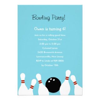Bowling Fun Party Invitation (Turquoise)