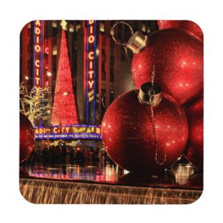 NYC Huge Christmas Ornaments Near Radio City Beverage Coaster