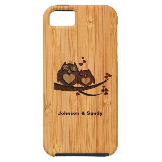 Bamboo Look Engraved Love Owl Valentine's Day iPhone 5 Covers