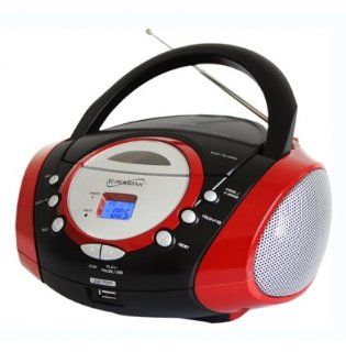 SUPERSONIC SC508 CD BOOMBOX, , USB, AM/FM IN RED   Players & Accessories