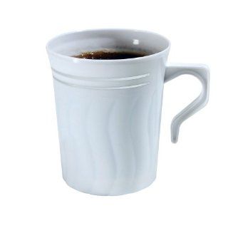 Silver Splendor 8 Oz White with Silver Stripe Coffee Mugs Premium Heavy Weight Plastic 12 Mugs Per Pack 508 wh Kitchen & Dining