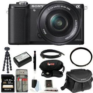 Sony ILCE5000LB ILCE 5000LB ILCE/500LB Alpha A5000 Mirrorless Digital Camera with 16 50mm Lens (Black) + Sony Class 10 32GB Memory Card + All in One High Speed Card Reader + Sony Soft Carry Case + Wasabi Power Battery for Sony NP FW50 + Accessory Kit  Cam