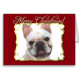 Merry Christmas French bulldog greeting card