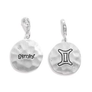 Sterling Silver Reversible Gemini Charm with Crystal Accents and Lobster Clasp West Coast Jewelry Jewelry