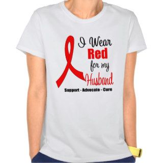 Stroke Awareness   Red Ribbon (Husband) T Shirts